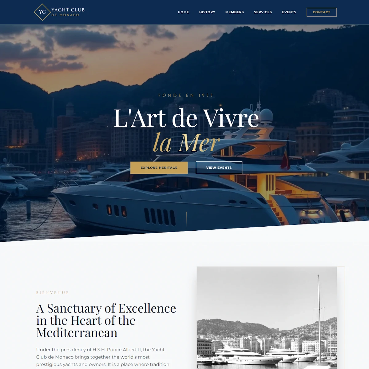 Сайт яхт-клуба